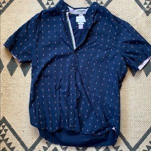 Denim and Flower Slim Fit Button Up